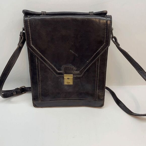 VTG AMIET LEATHER TOP HANDLE /CROSSBODY DOCUMENT BAG PURSE - Picture 1 of 4